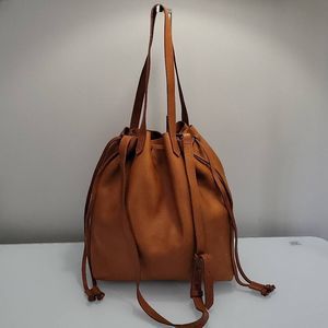 Madewell The Drawstring Transport Tote Brown Leather Minimalist Convertible